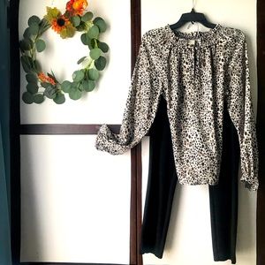 A new day, Leopard print women’s long sleeve blouse
